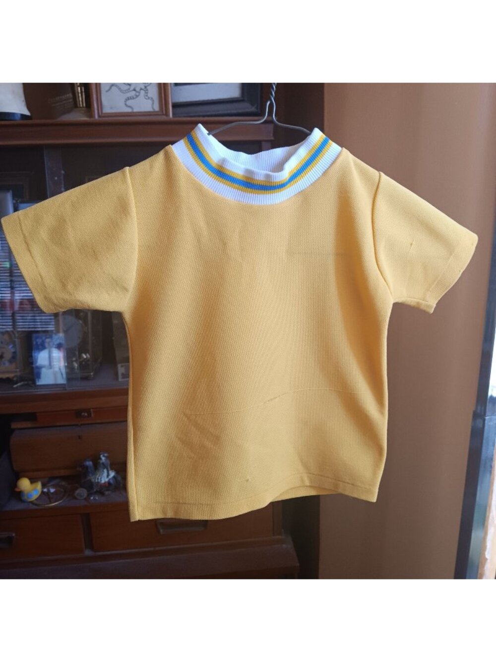 Vintage T-shirt Boys 4-5 1970s Yellow Short-Sleeve Ringer Collar Penneys